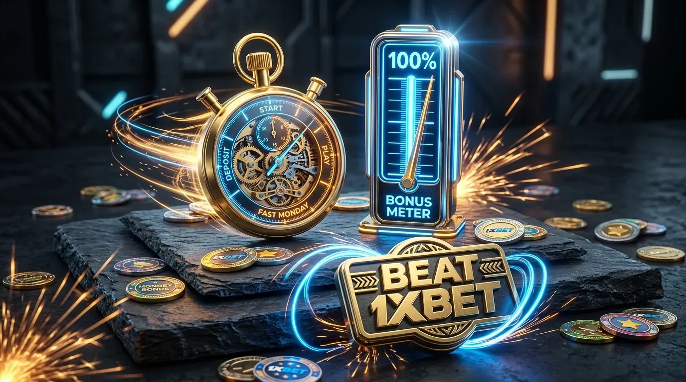 Beat 1xBet ဘောနပ်စ် လမ်းညွှန် 2026: တနင်္လာနေ့ 100% သွင်းငွေဘောနပ်စ် €100 အထိနဲ့ 1xGames စည်းကမ်း